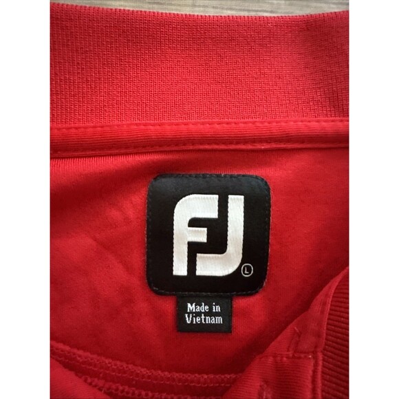 Footjoy Mens Golf Polo Shirt Large Red Striped White And Navy Short Sleeve FJ - Picture 3 of 8